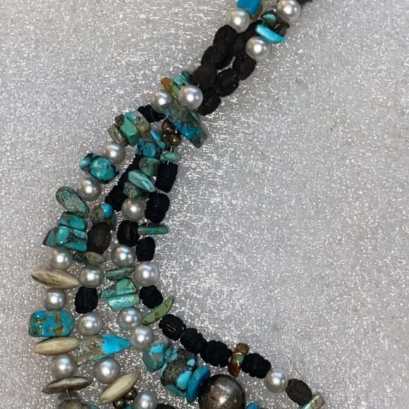 Bespoke Vintage Bone & Turquoise Organic Statement Necklace!